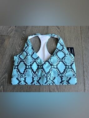 Exotica Snake Charmer Mint Animal Print Snake Print Performance Deep V Crop